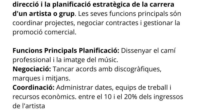 Contractes a la indústria musical – 2a sessió. Contracte de management i contracte d’actuació musical